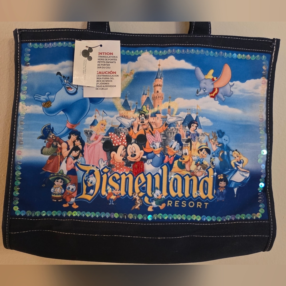 Disneyland Resort NWT Adorable Vibrant Tote Bag W/Mickey, Minnie, Goofy, Aladdin - Picture 15 of 16